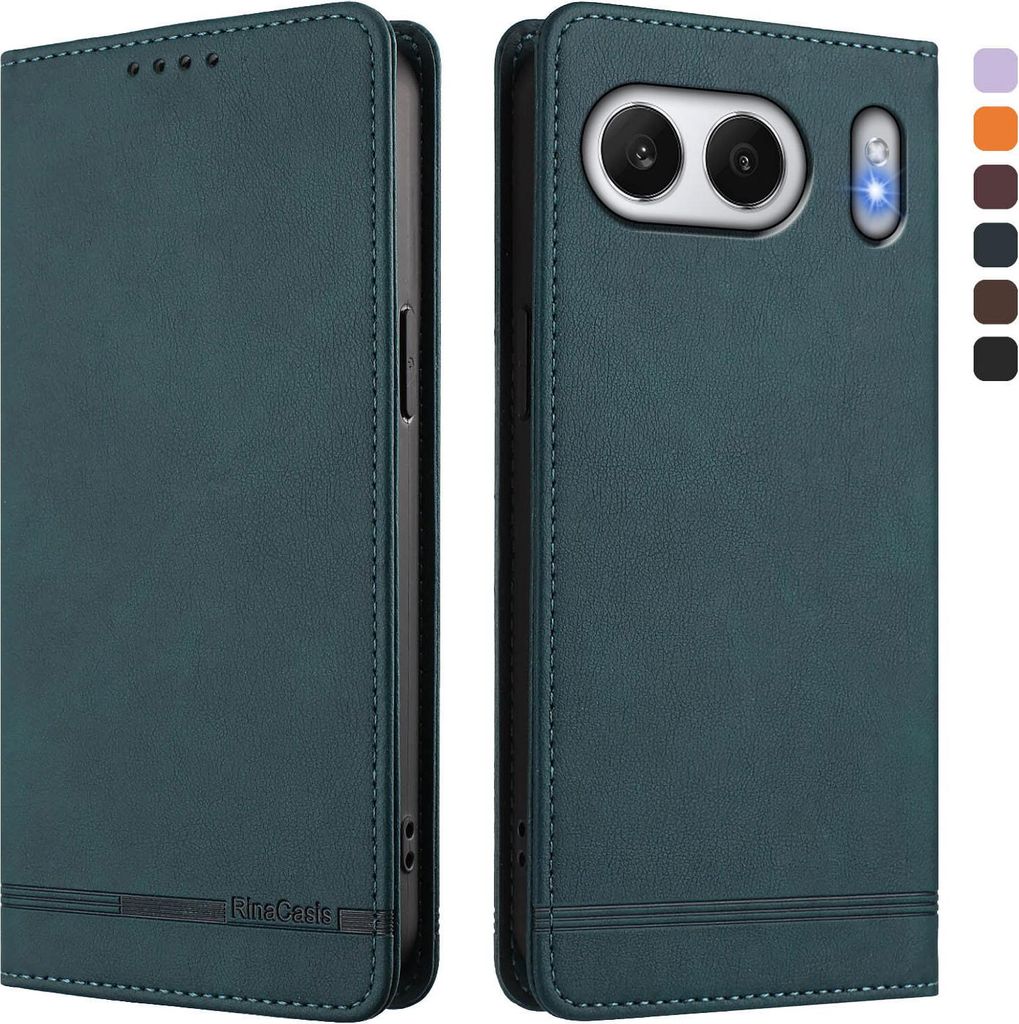 Hülle für OnePlus Nord 4, Retro Kunstleder Ständer Klapphülle mit Kartenfächer und Magnetische Grün