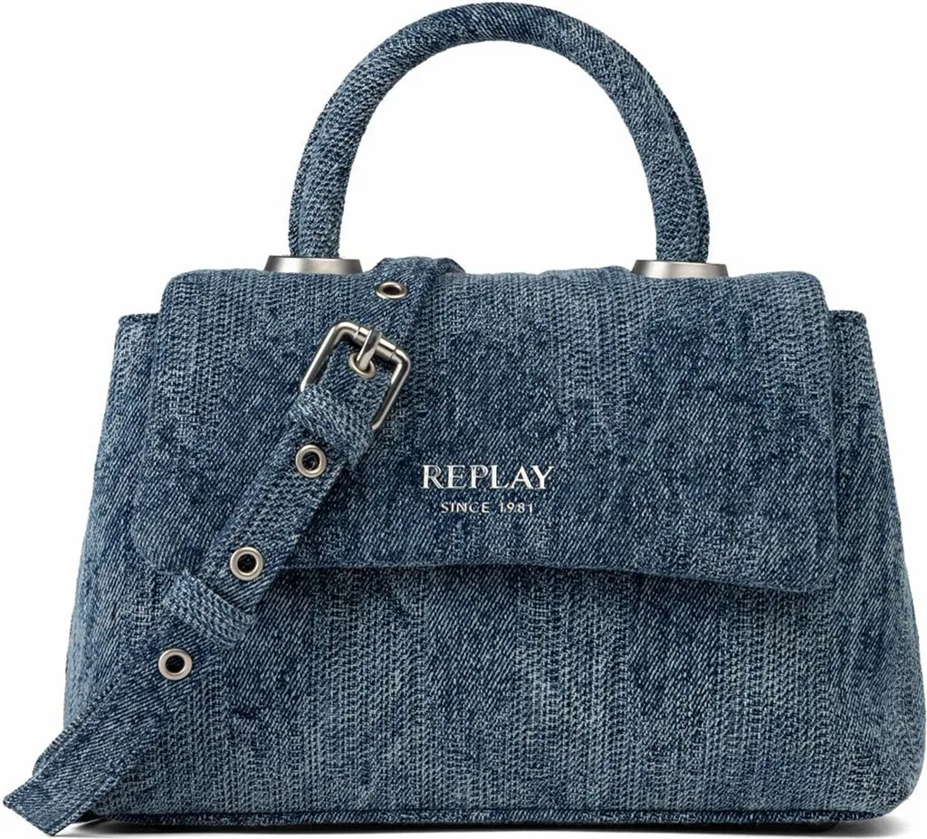 Borsa REPLAY Hand Bag Denim Lavato: Tracolla Blu Urban Style