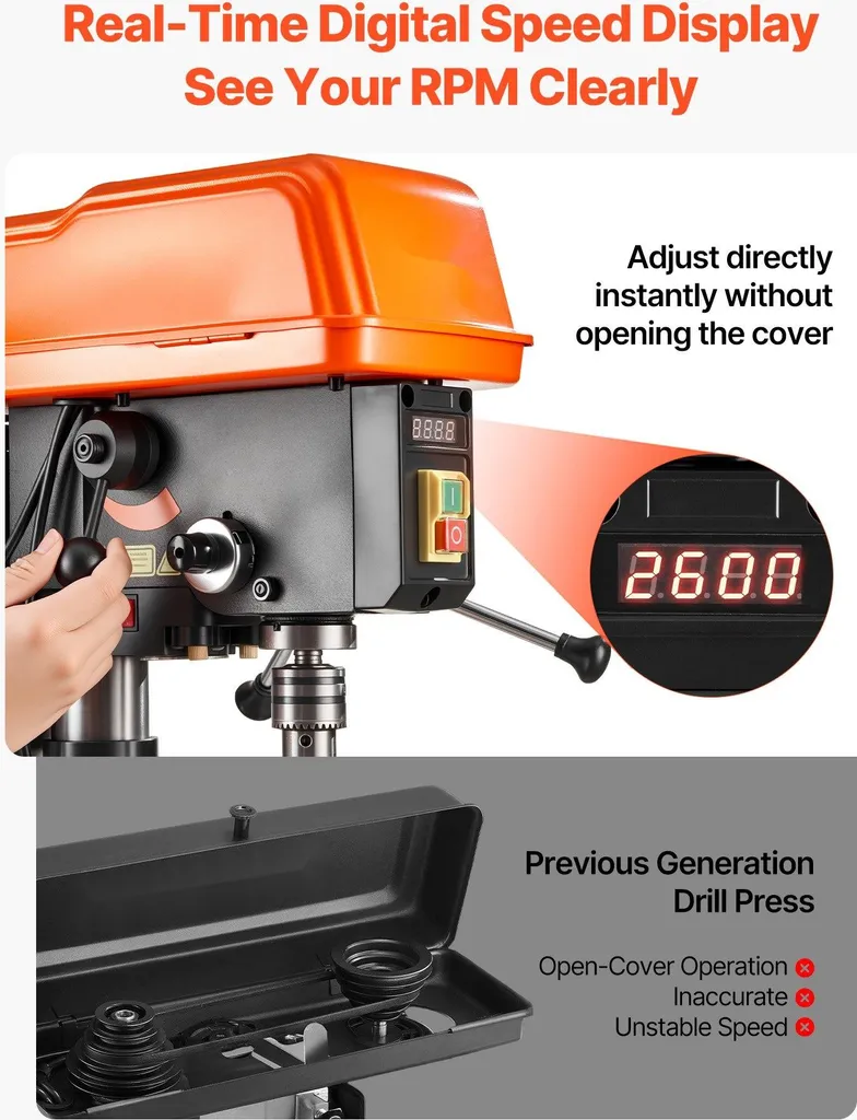 Perceuse à colonne 400W à vitesse variable et éclairage LED intégré