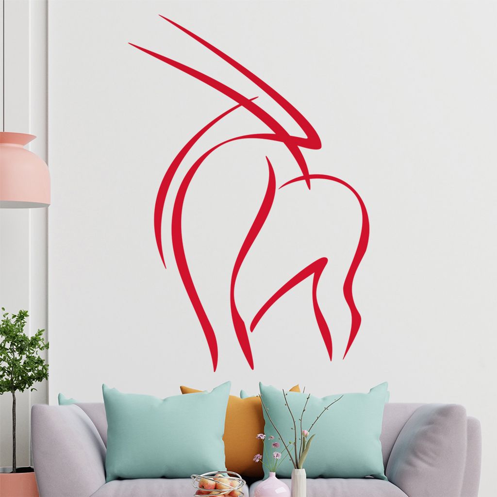 Antilope Linien Wandtattoo in 6 Größen - Wandaufkleber Wall Sticker - Dekoration, Küche, Wohnzimmer, Schlafzimmer, Badezimmer