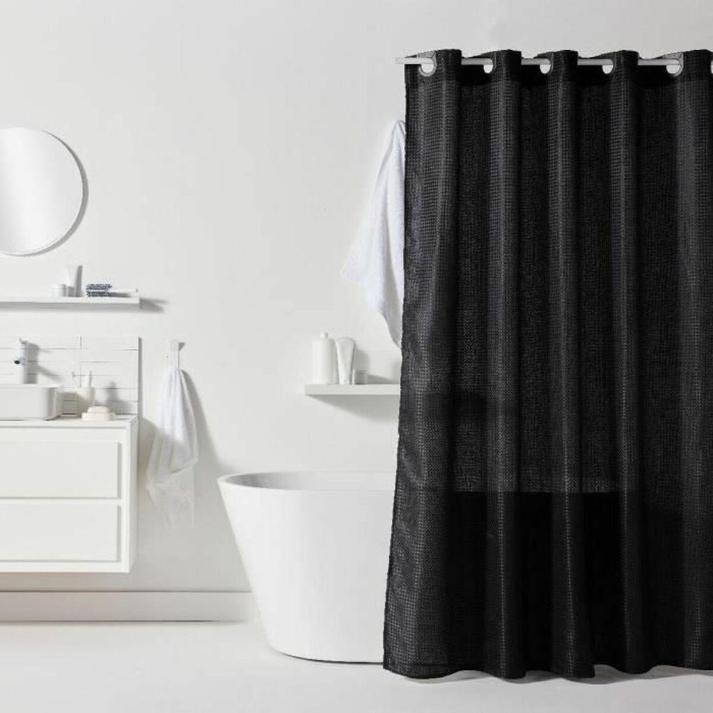 Duschvorhang TODAY Schwarz Polyester 180 x 200 cm (12 Stück)