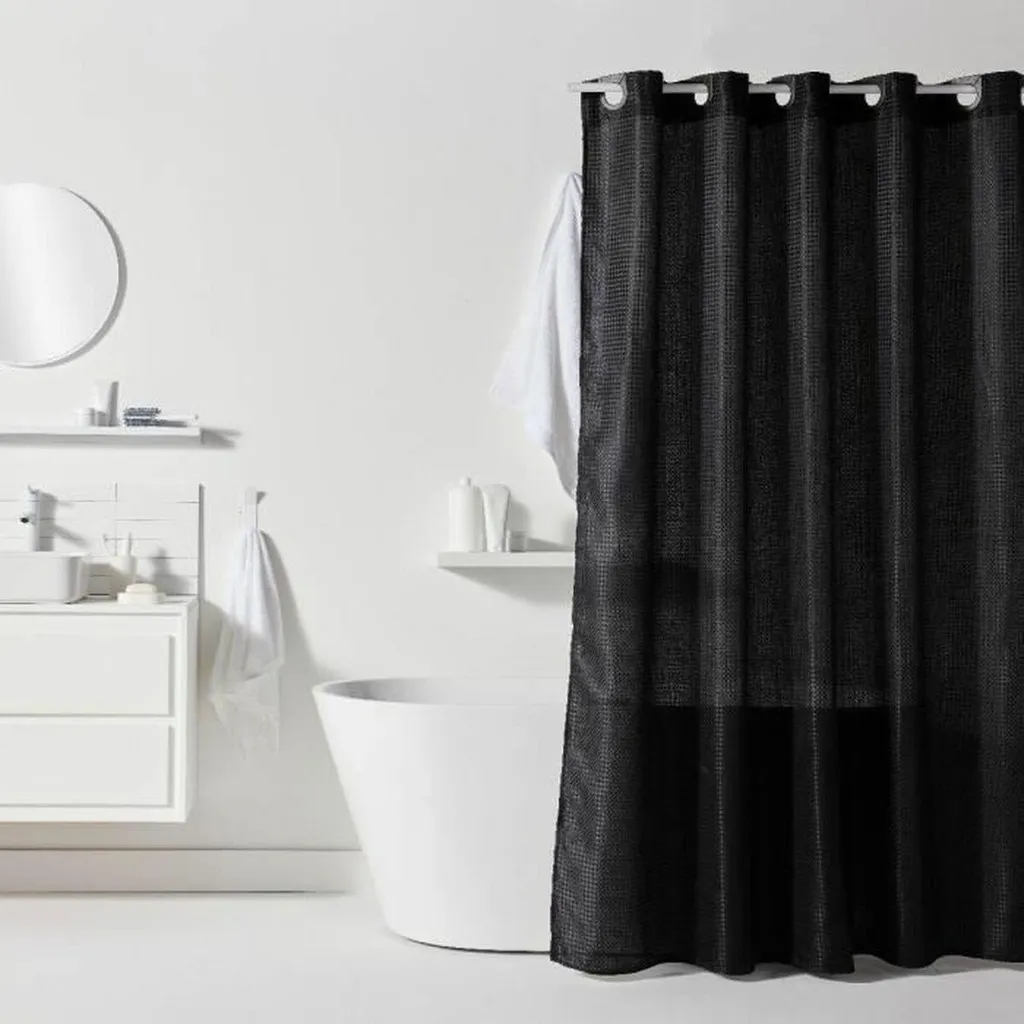 Rideau de douche textile noir 180x200 TODAY pour salle de bain moderne