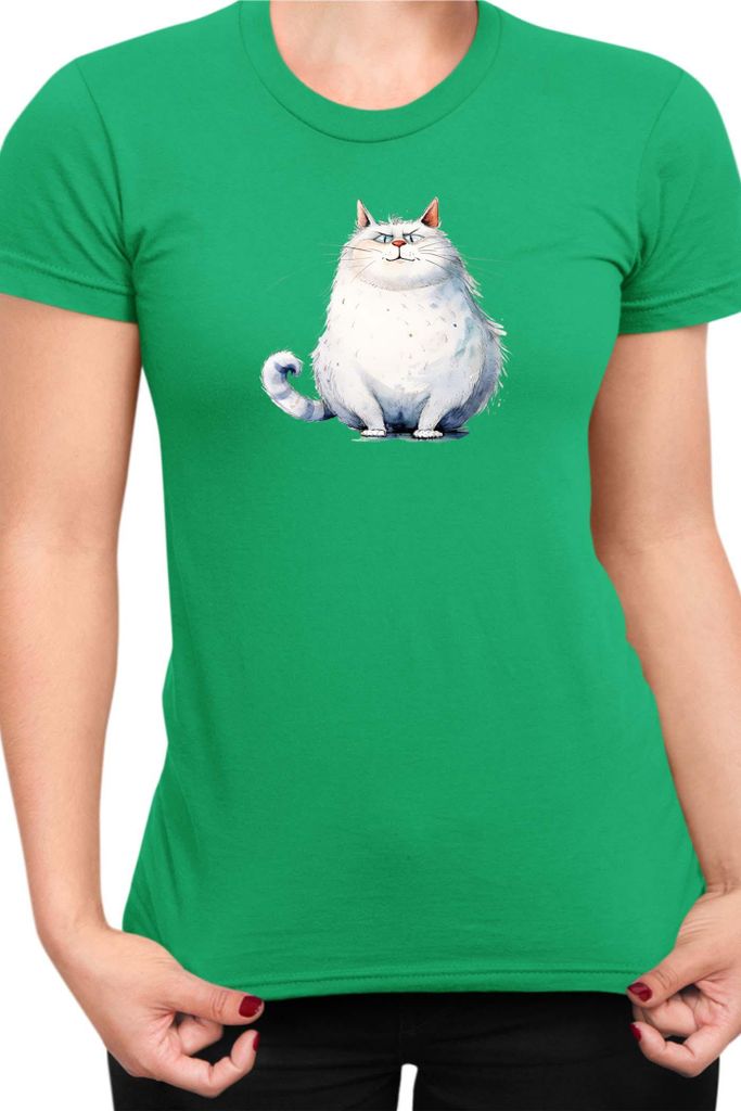 Damen T-Shirt Funny Cats Breeds Fat Cat Cat, Lady S / Grün