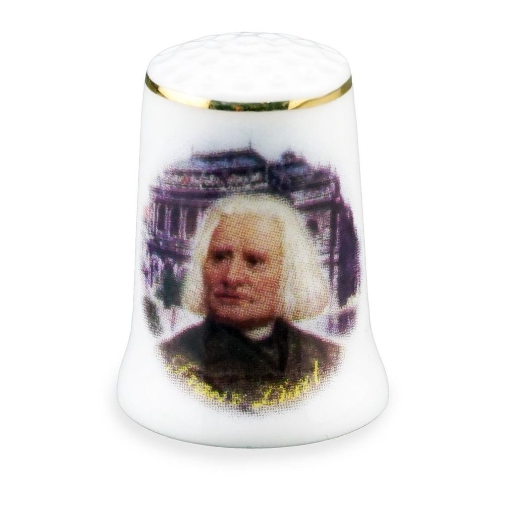Porzellan Fingerhut mit Franz Liszt Motiv, 24k Gold, Sammlerobjekt