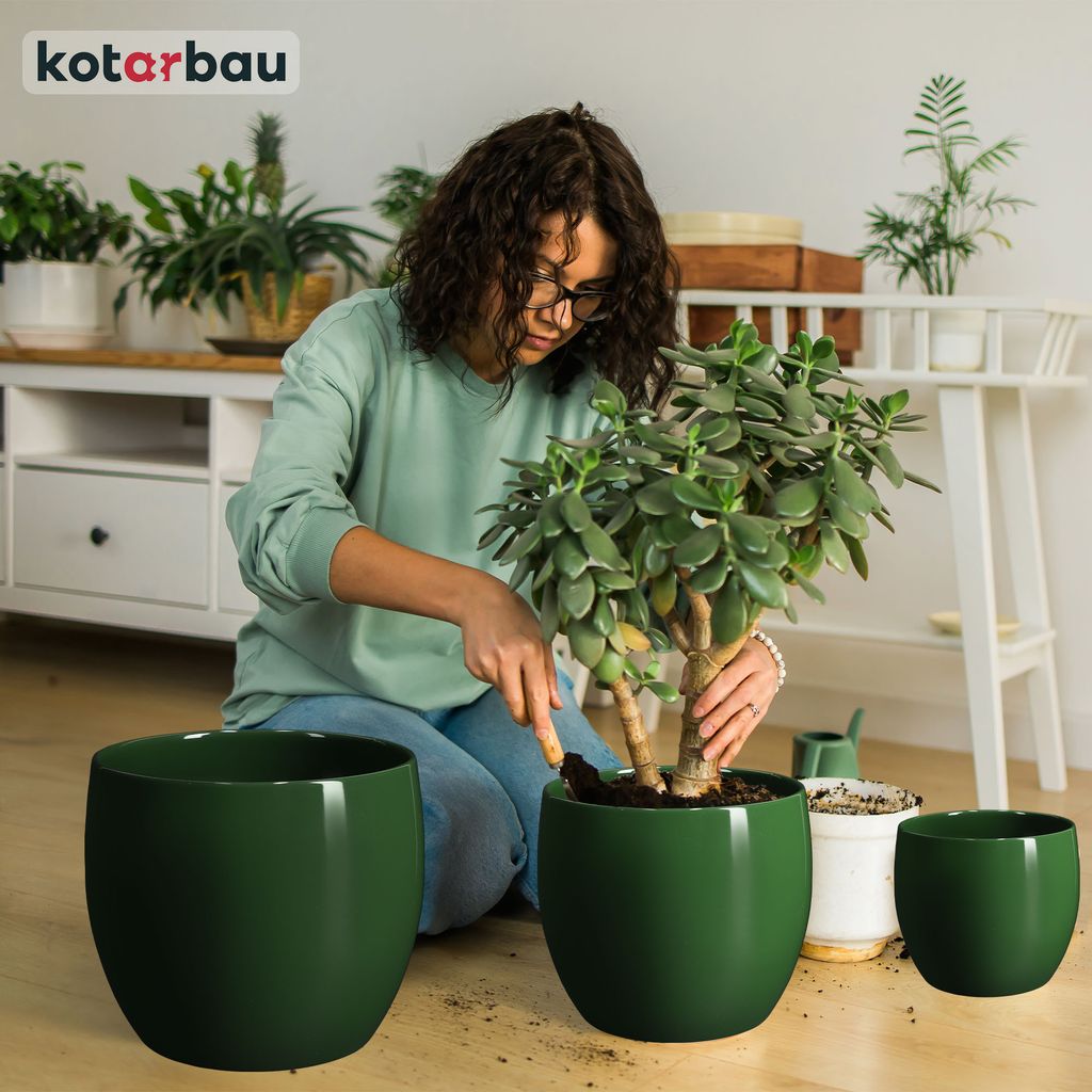 KOTARBAU® Sada 2 kvetináčov keramických okrúhlych ⌀ 10 cm Obrázok produktu 2