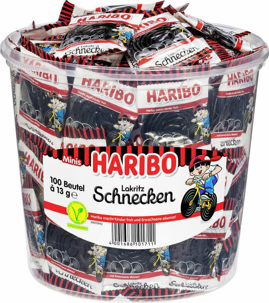 Haribo Lakritz Schnecken im Minibeutel Klassiker Veggie 100 Produktbild 