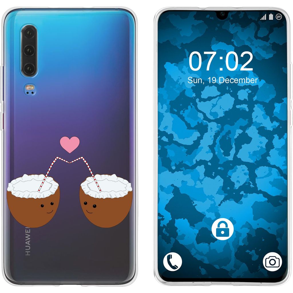 PhoneNatic Case kompatibel mit Huawei P30 Silikon-Hülle Sommer Coconuts M3