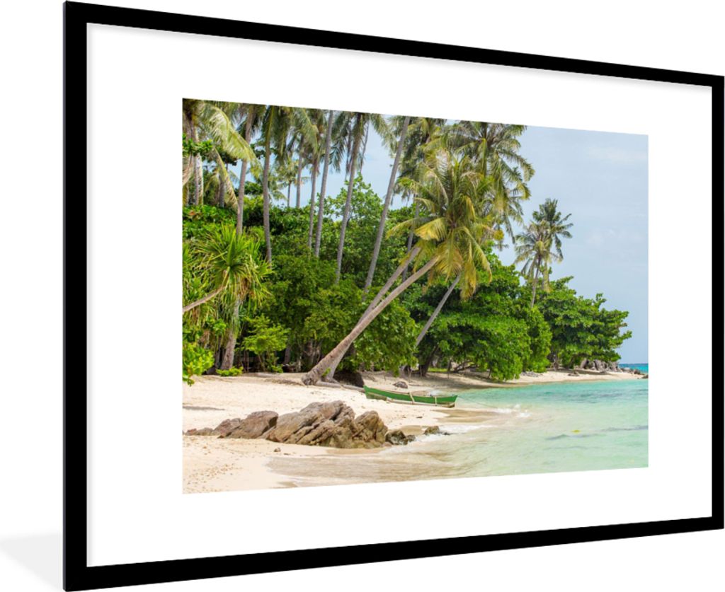 MuchoWow Gerahmtes Poster Palmen - Strand - Sommer - Tropisch 90x60 cm - Poster mit Schwarzem Bilderrahmen Wandposter Rahmen Foto Bilder - Wandde...
