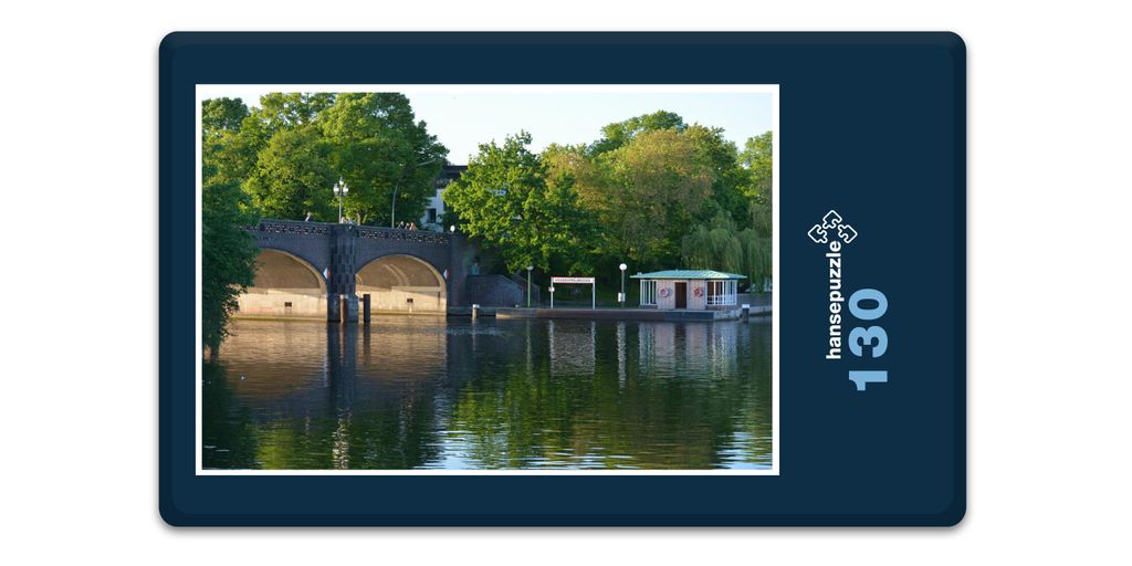 hansepuzzle 17610 - Alster Puzzle, 130 Teile, Orte, 28,7 x 20,0cm mit hochwertiger Aufbewahrung, Kartonbox und wiederverschließbarem Beutel