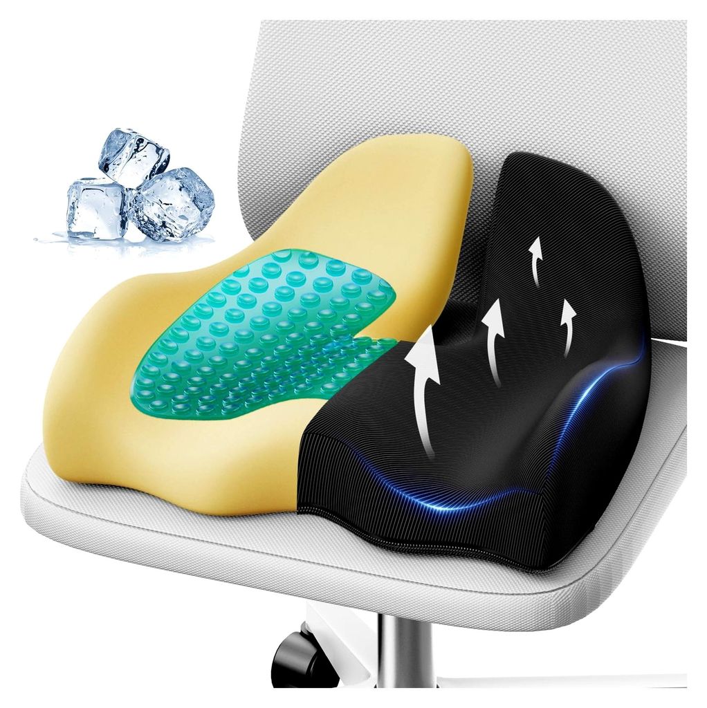 Großes Gel-Sitzkissen für Bürostühle, Ergonomisches Kissen aus Gel und Memory-Schaum, Steißbein-Po-Kissen für Gaming-Stühle und Autositze, S...