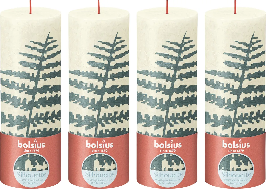 4 Candele Grandi Colonna 19cm Rustiche Perla - Lunga Durata