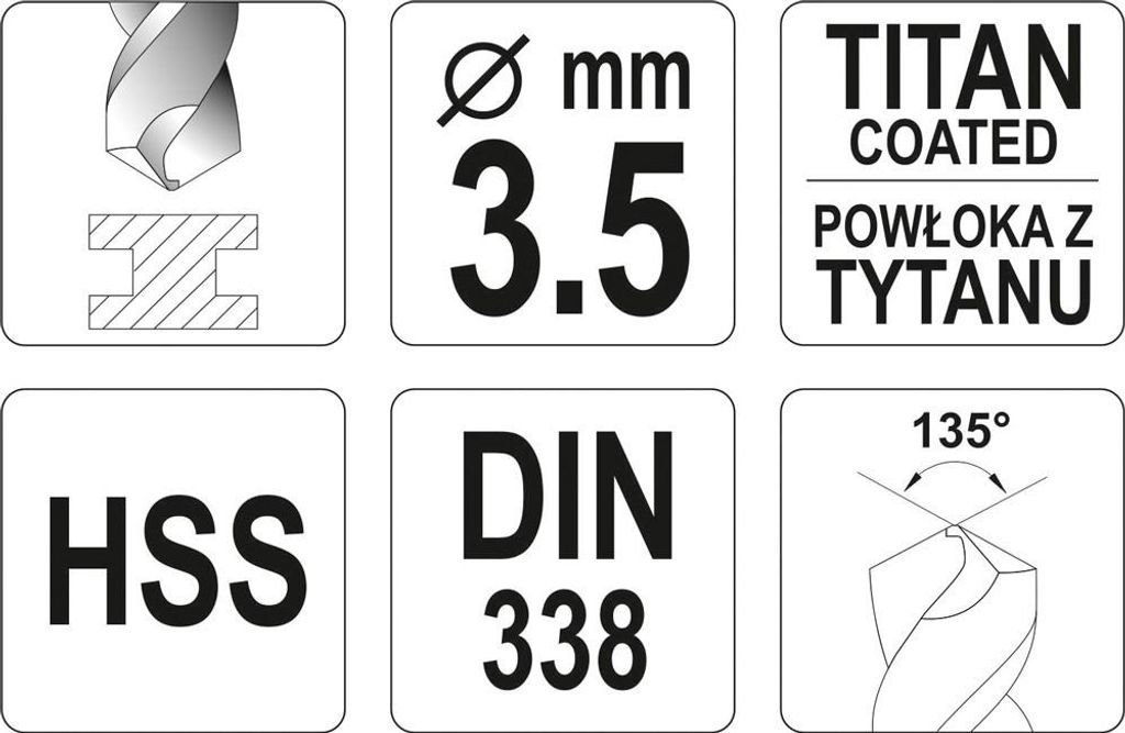 YATO Metallspiralbohrer YT-44639 3.5mm 70mm