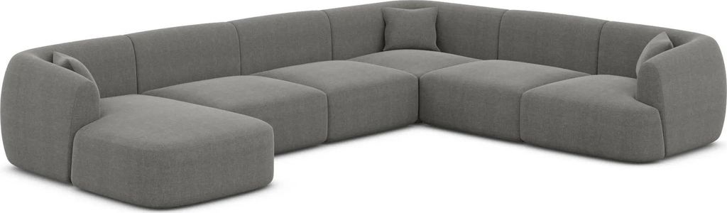 Strukturstoff U-Form XXL Wohnlandschaft Elvira Grau Links