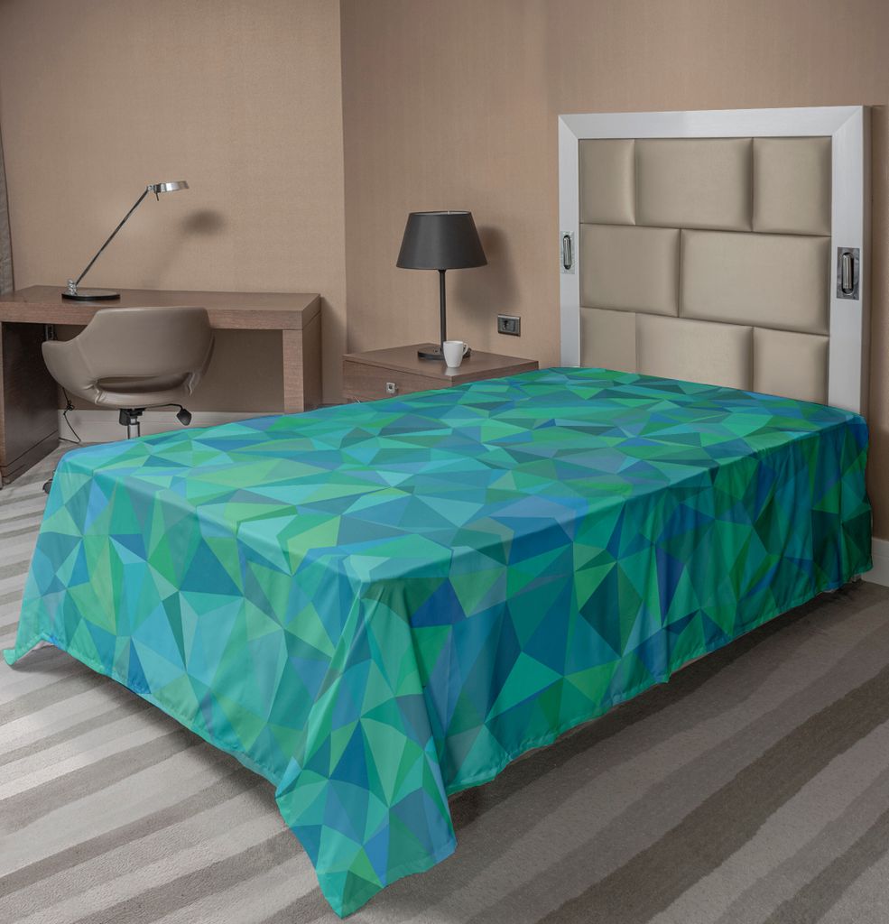 ABAKUHAUS Teal Bettlaken, Abstraktes Unregelmäßiges Dreieck Mosaik Design Und Modernes Kunst Bild Muster, weiches bequemes oberes Bettlaken für ...
