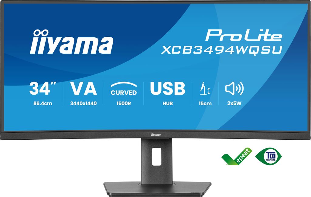 iiyama ProLite XCB3494WQSU-B1, 86,4 cm (34"), 3440 x 1440 Zdjęcie produktu 