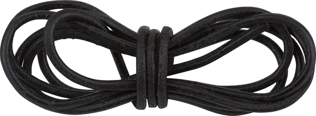 Lederband rund, Ø 2 mm, 1 m Schwarz Produktbild 