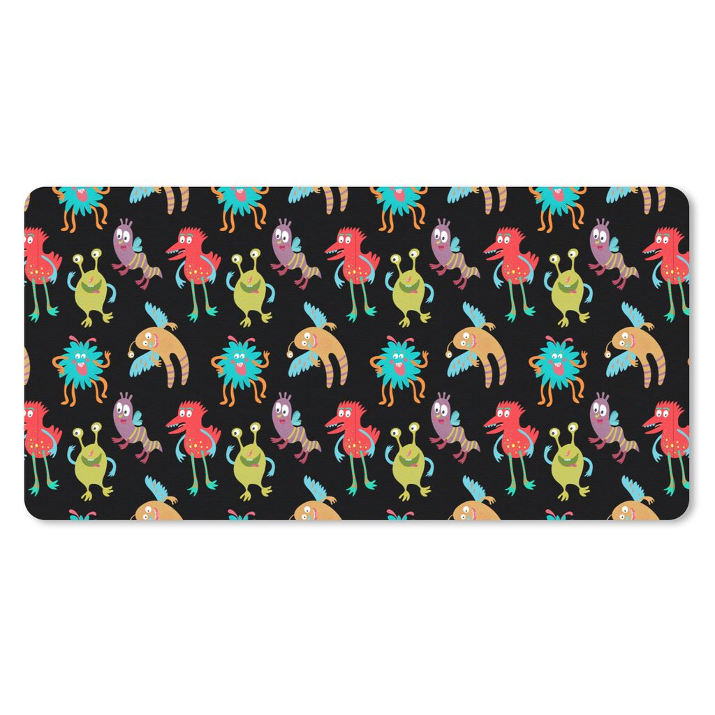 MuchoWow Schreibtischunterlage Design - Monster - Kinder - Farbe 80x40 cm - XXL Mauspad - Gaming Mauspad