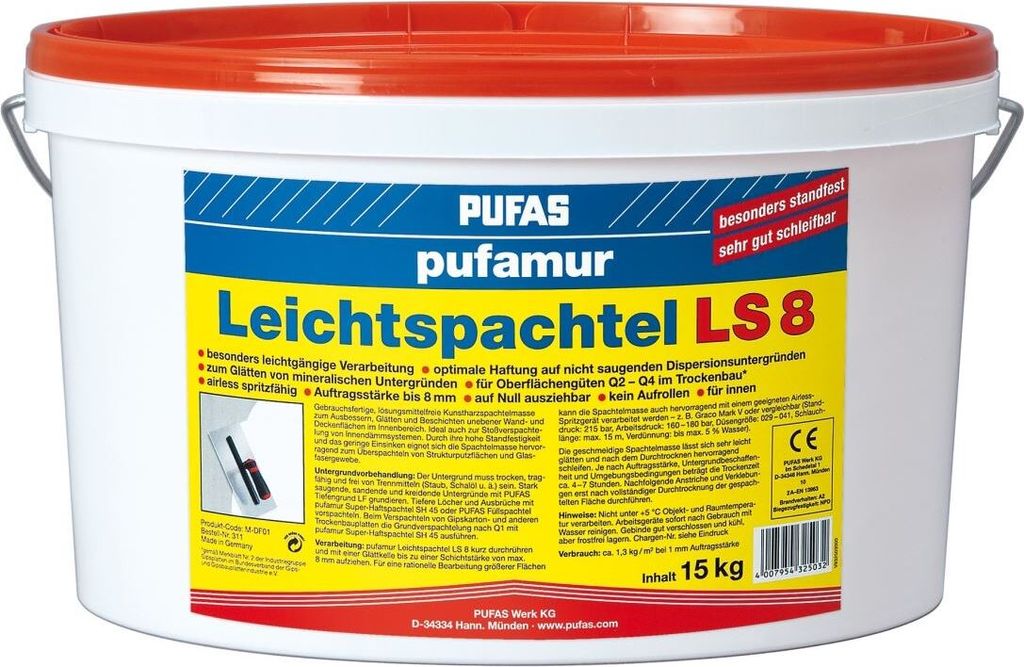Pufas Pufamur Leichtspachtel 15kg 32503000 Produktbild 