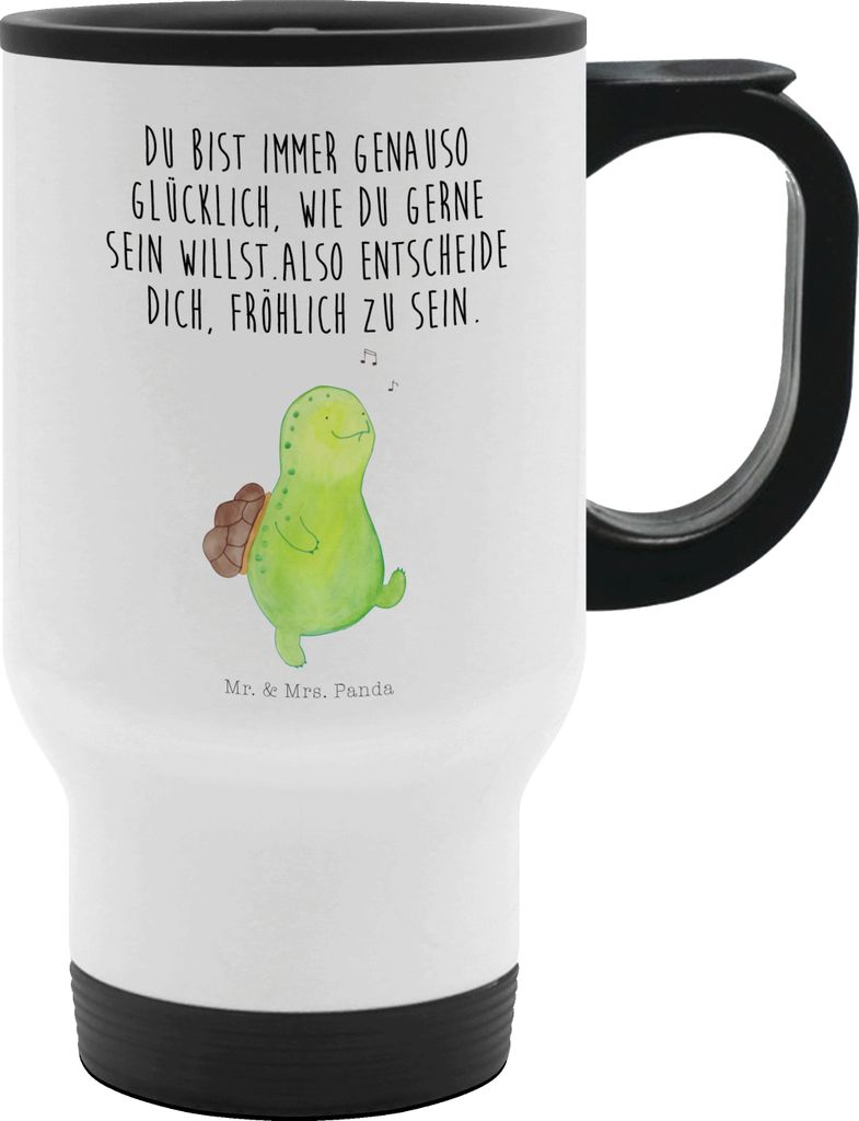 Mr. & Mrs. Panda Thermobecher Schildkröte Pfeifen - Weiß - Geschenk, Kaffeebecher To Go, Becher, Trennung, Für Tee, Motivation, Glück, Schildkr...