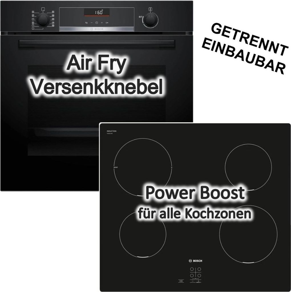 Bosch Herdset Einbaubackofen und Induktionskochfeld 3D Produktbild 