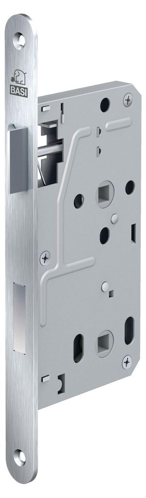 BASI - Zimmertürschloss - ES 929 BAD - DIN Rechts/Links - Rundstulp 20 mm - Edelstahl - Falle/Riegel Aluminium - nach EN 12209:2016-10 - 9290-5510