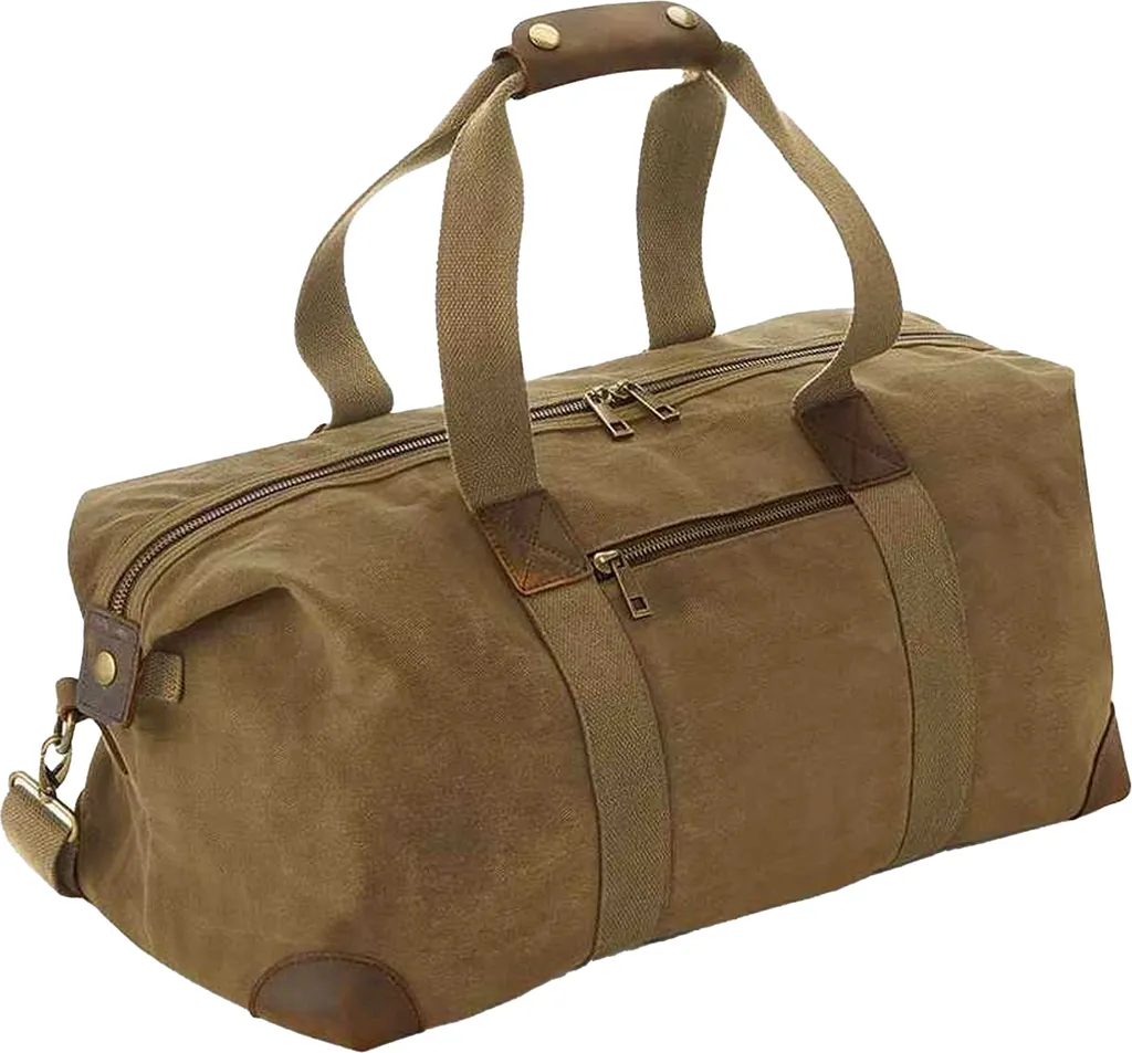 Grand sac de voyage en toile Heritage Sable avec finitions en cuir