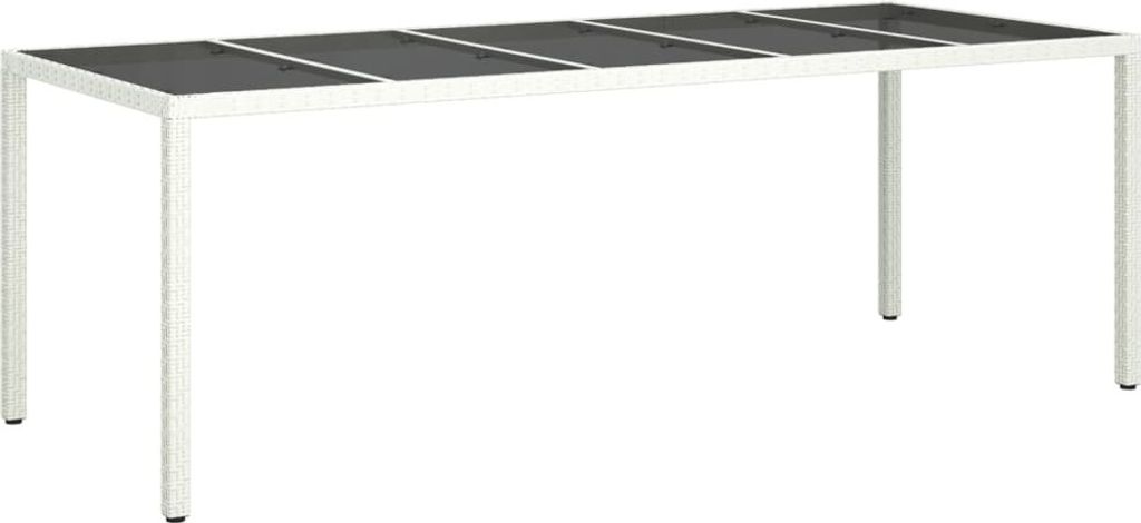 Gartentisch Weiß 250x100x75 cm Poly Rattan und Hartglas