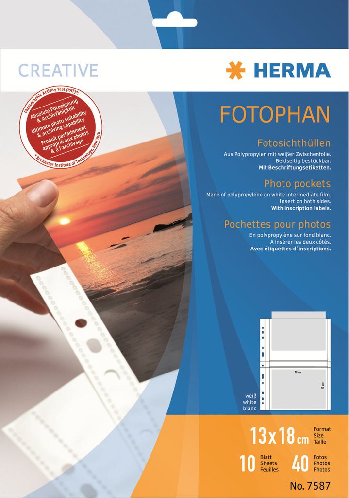 HERMA Fotosichthüllen 130 x 180 mm quer weiß 10 Hüllen