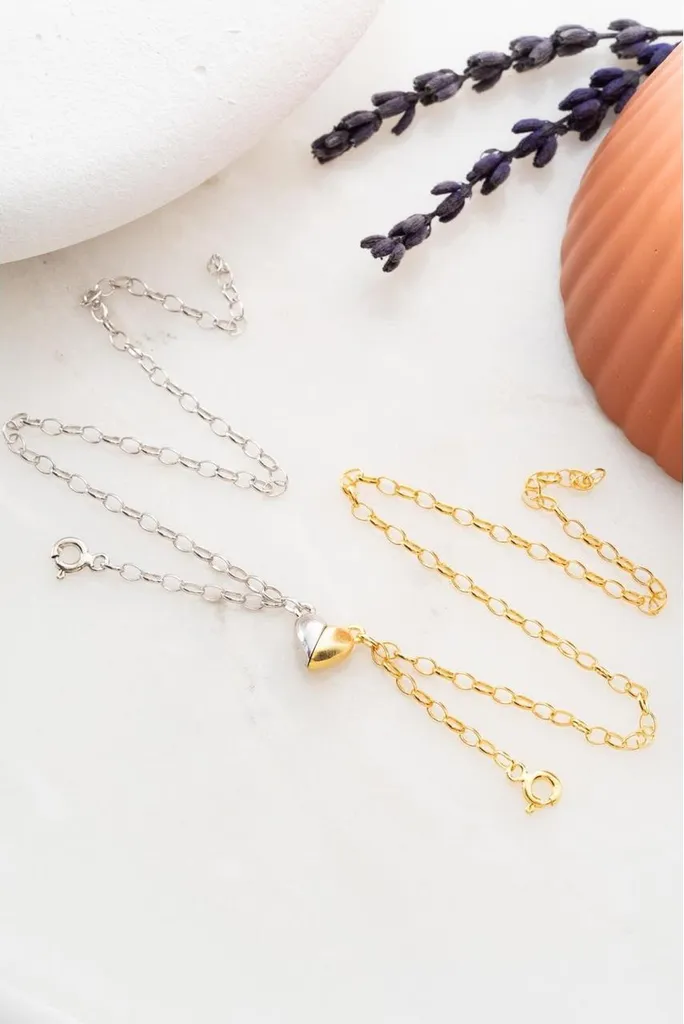 Cadeau Couple : Bracelets Argent 925 Aimantés pour Amoureux Connectés