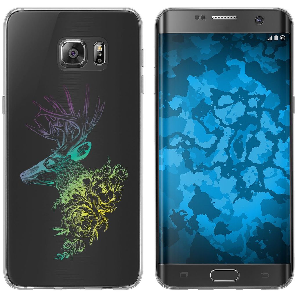 PhoneNatic Case kompatibel mit Samsung Galaxy S7 Edge Silikon-Hülle Floral Hirsch M7-4