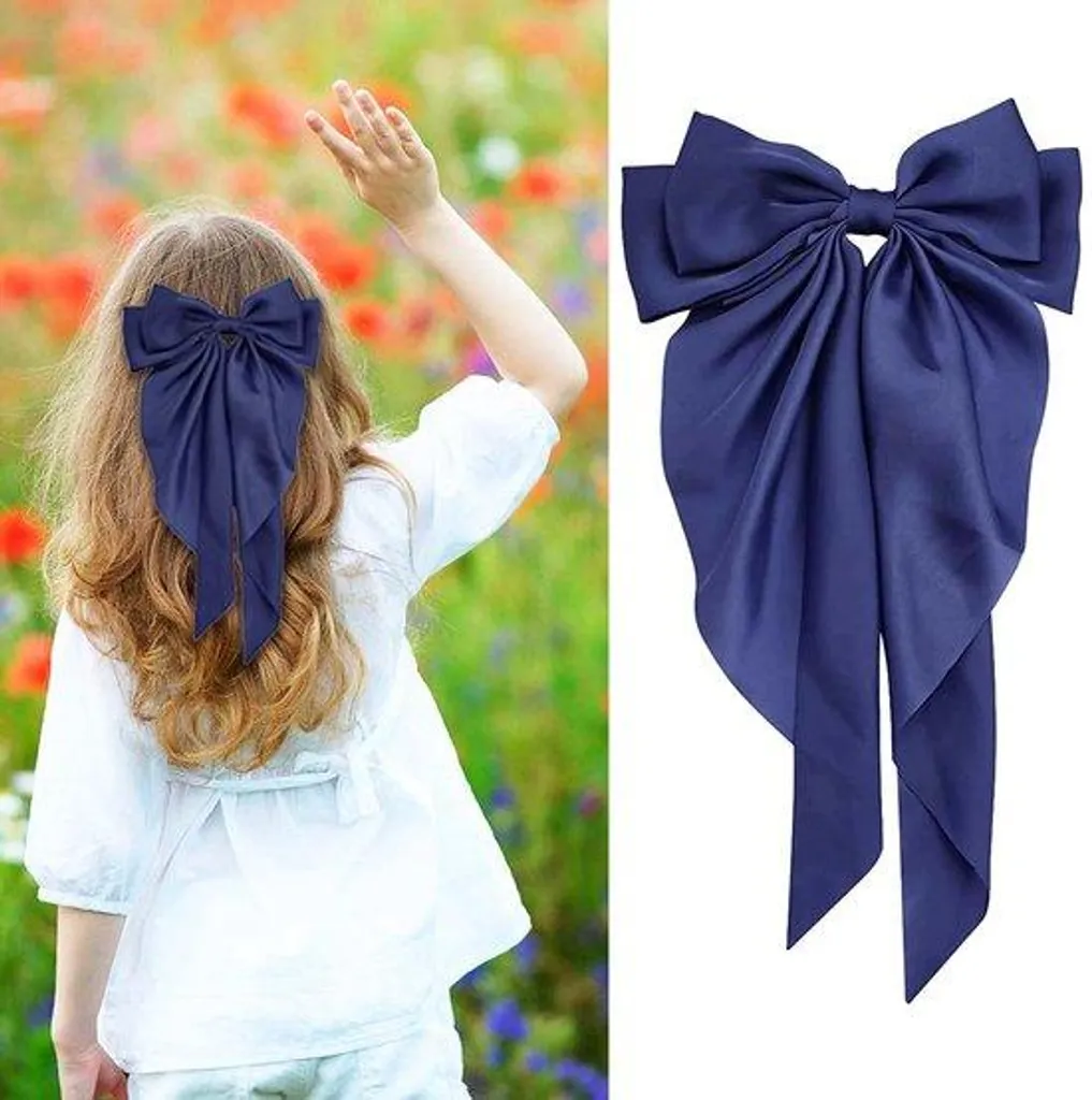 Barrette à cheveux bleu marine avec pince large pour un maintien total