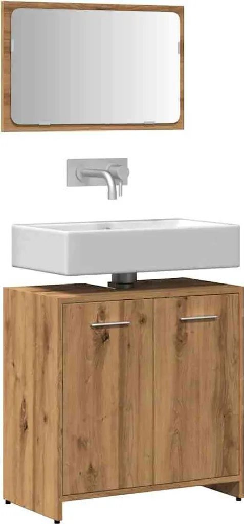 SYFAX™ Mobile da Bagno con Specchio Rovere Artigianale Truciolato - 2