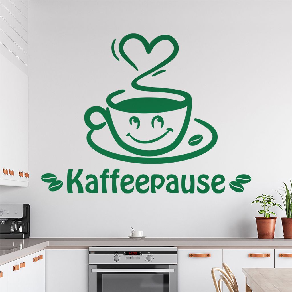 Love Kaffeepause Wandtattoo in 6 Größen - Wandaufkleber Wall Sticker - Dekoration, Küche, Wohnzimmer, Schlafzimmer, Badezimmer
