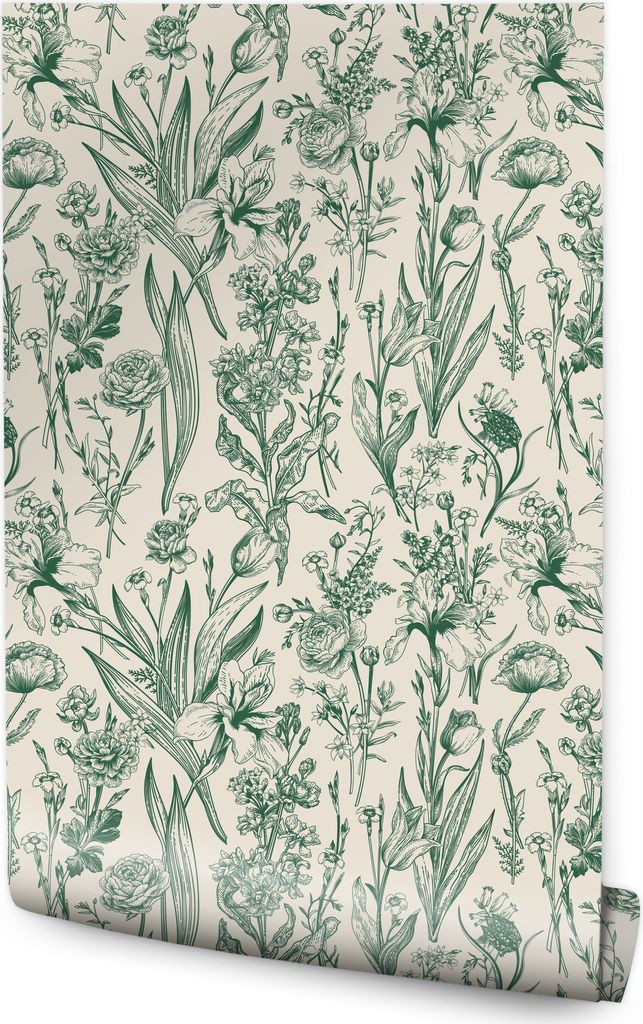 Muralo Vlies Tapete FELDBLUMEN Blätter Pflanzen Natur Wandtapete Retro Stil Wohnzimmer
