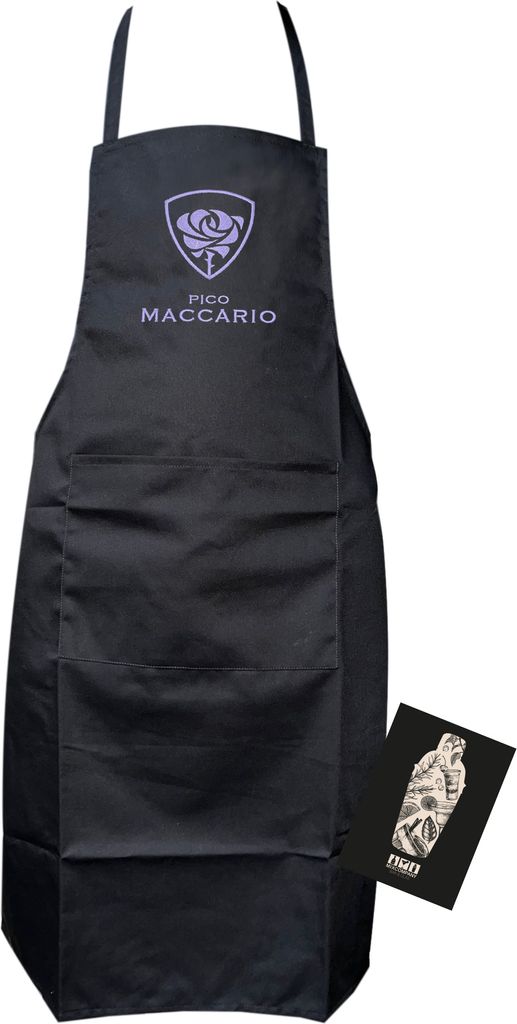 Pico Maccario Kellner Schürze Logo Lila Bistroschürze Vorbinder Küchenschürze Kellnerschürze Bistro Gastro - ca. 87x68cm, 65% Polyester/ 35% B...