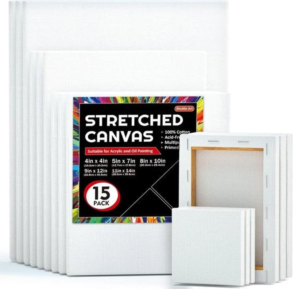 Set de 15 toiles à peindre 4-30 cm pour ateliers créatifs et loisirs