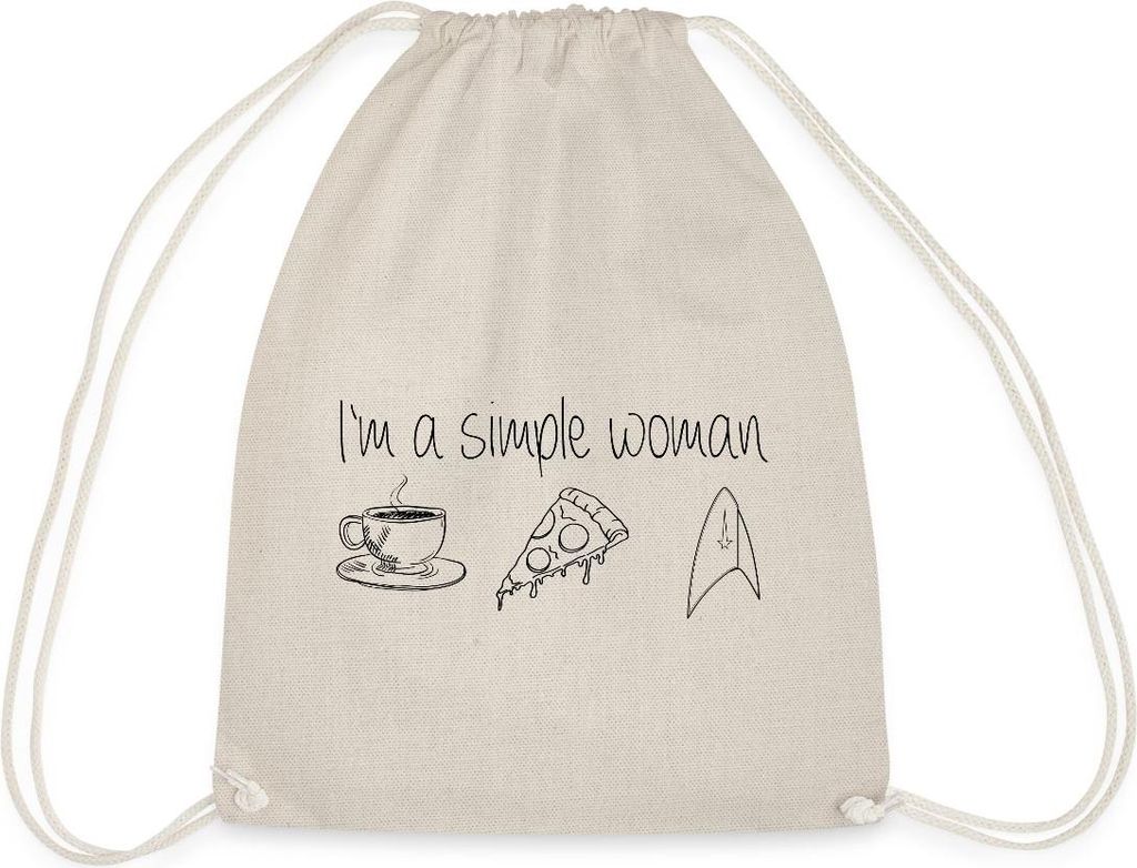 Spreadshirt Star Trek Discovery I'm A Simple Woman Turnbeutel, One size, Natur