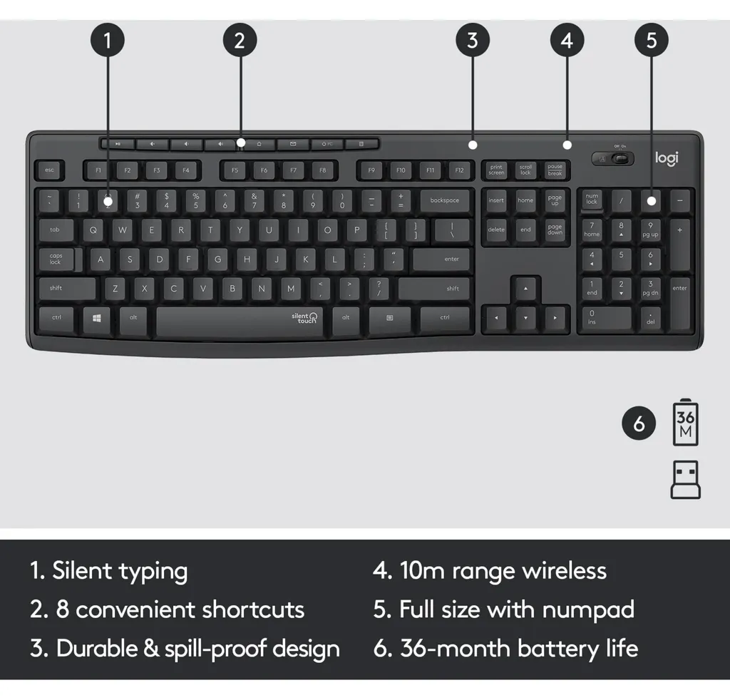 Logitech MK295 Silent ensemble clavier et souris sans fil graphite - 14