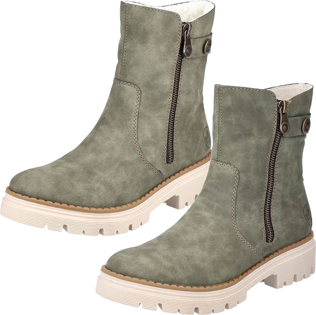 Rieker Damen Stiefelette Reißverschluss Zierniete