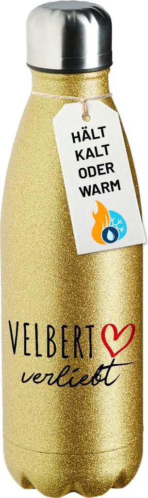 Huuraa Trinkflasche Velbert verliebt 500ml Gold Edelstahl Wasserflasche Trinkflasche Geschenkidee