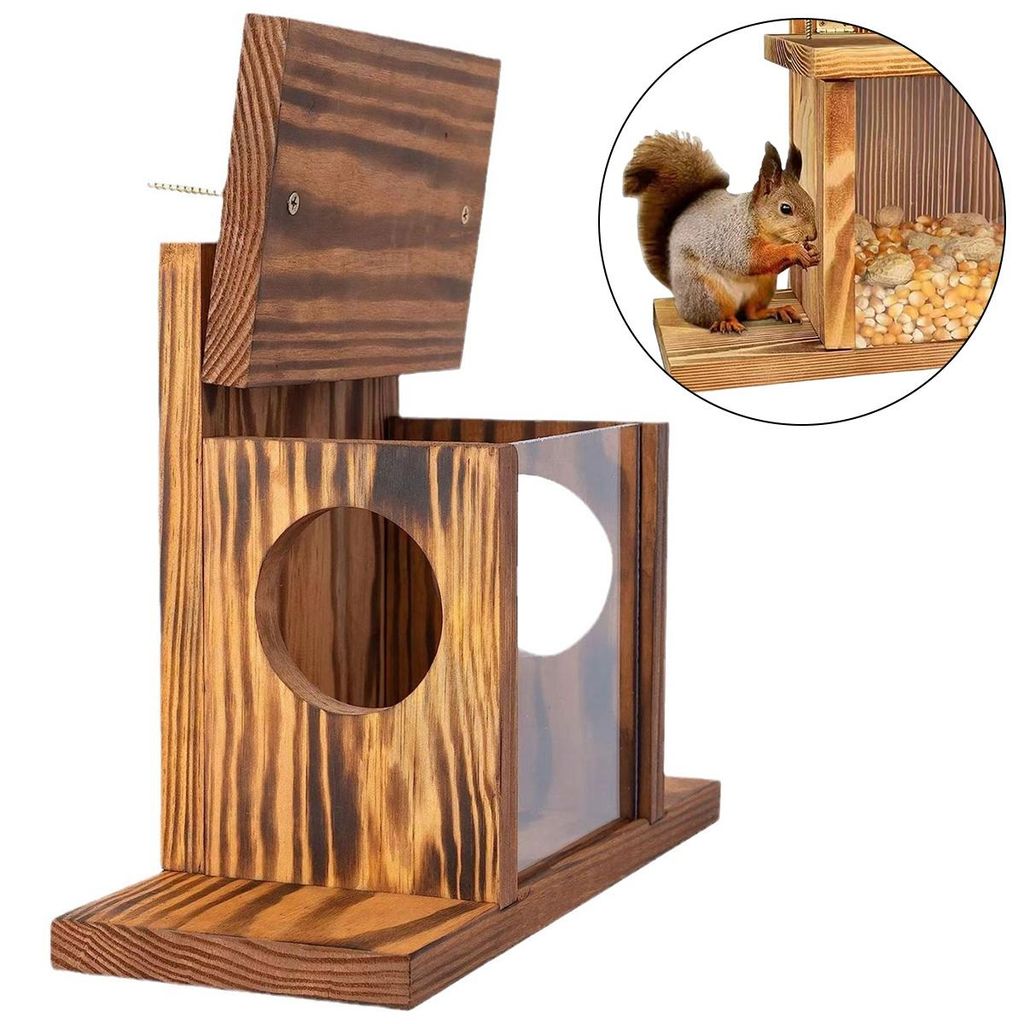 Eichhörnchen Futterhaus, Eichhörnchenfutterstation, Eichhörnchenhaus, Eichhörnchenfütterung aus Holz Für Aufstellung In Gärten Und Auf Balkonen