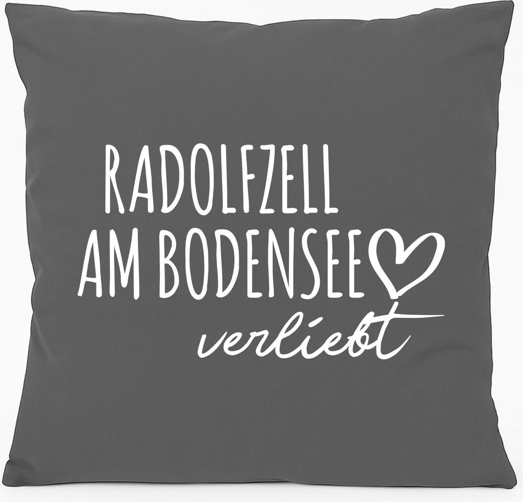 Huuraa Kissen Radolfzell am Bodensee verliebt 40x40cm mit Füllung Steel Grey Baumwolle Dekokissen Geschenkidee