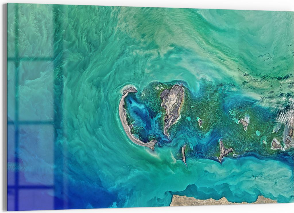 DEQORI Glasbild Echtglas 90x60 cm 'Herz der See' Wandbild Bild modern Deko