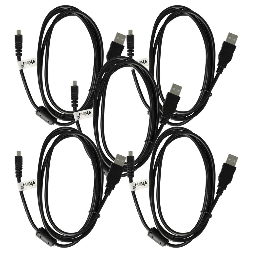 vhbw 5x USB-Kabel kompatibel mit Panasonic Lumix DMC-FZ30, DMC-FZ4, DMC-FZ200, DMC-FZ28, DMC-FZ3, DMC-FZ300 Kamera, Camcorder - Datenkabel, 150 cm