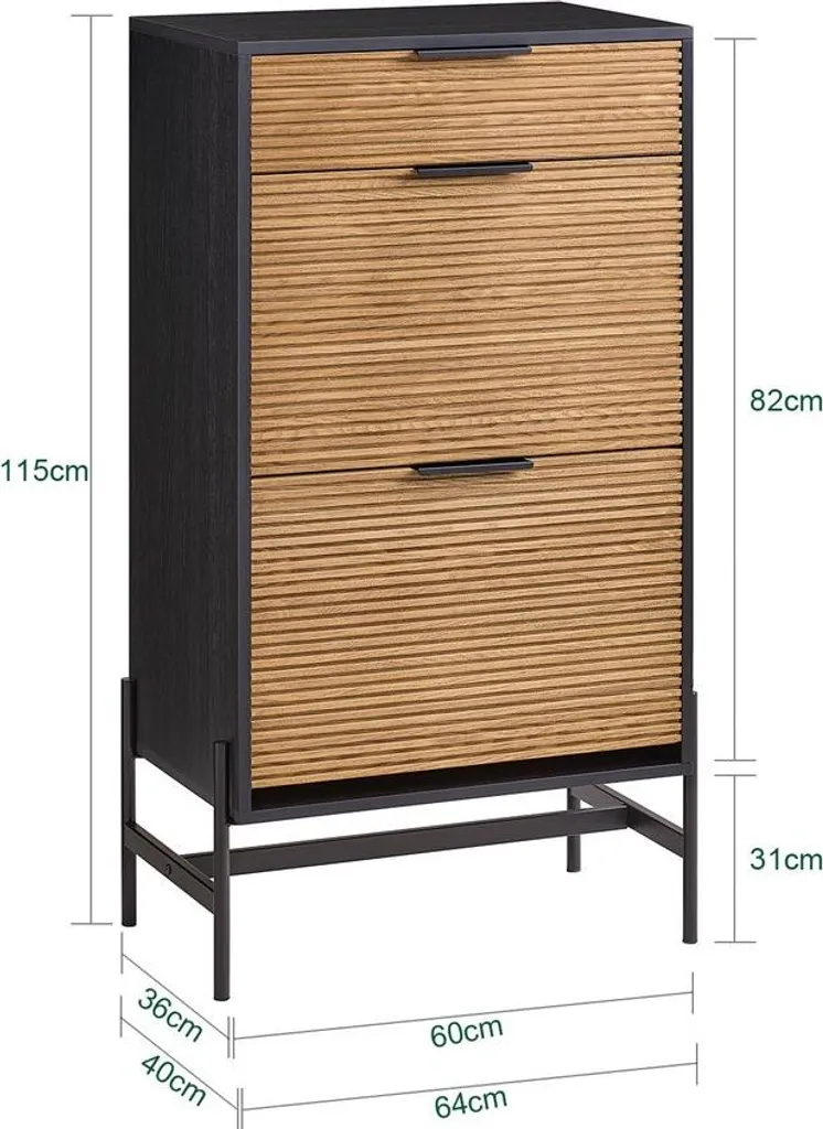 Banc de Rangement Noir 2 Tiroirs et Étagères à Chaussures SoBuy Bois - 3