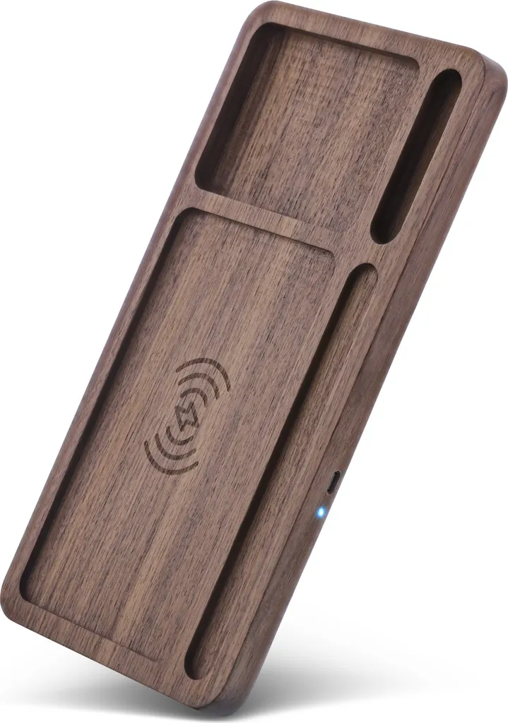 Support Téléphone Induction et Rangement de Bureau en Noyer InLine Qi - 5