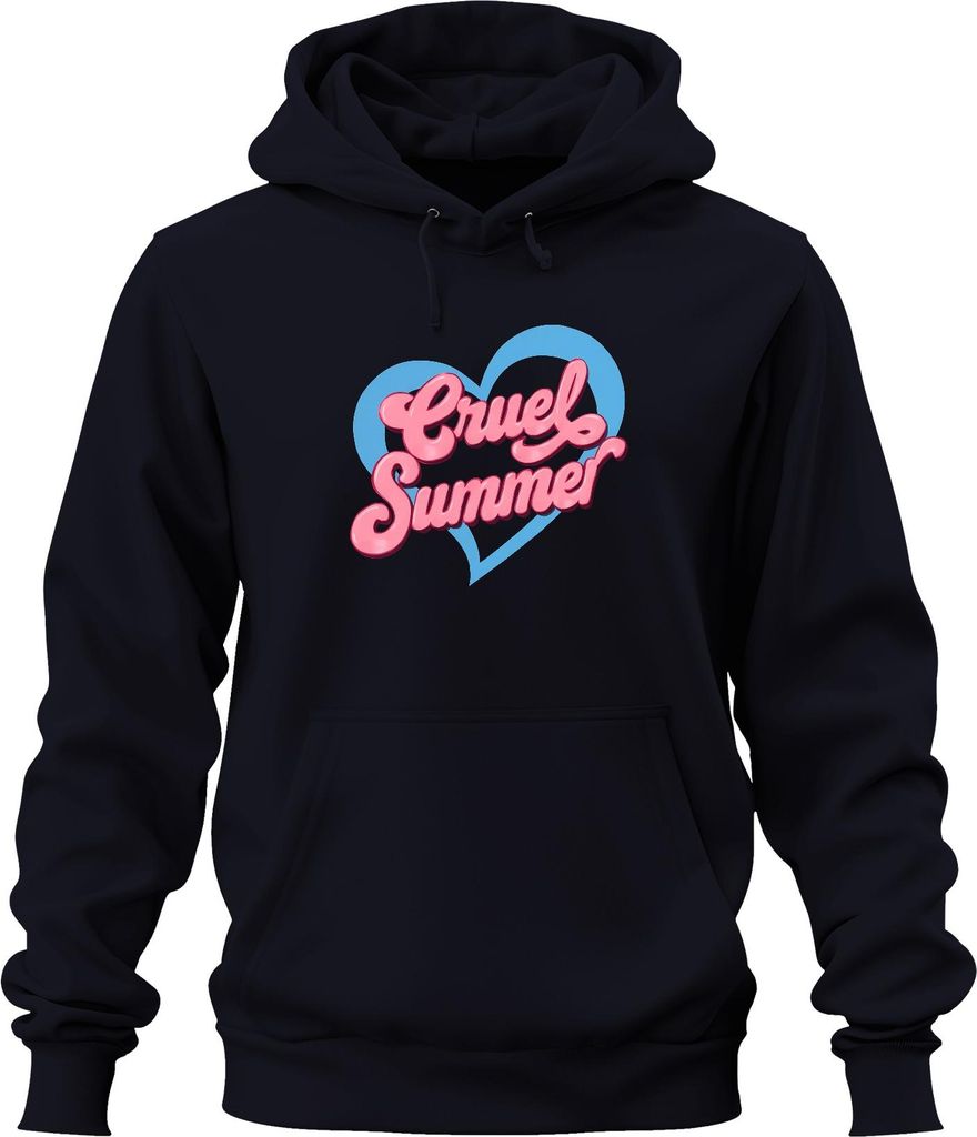 Cruel Summer Sommer Herz Retro Pink Mädchen 80er Pop Festival Uni Hoodie Kapuzenpullover, Navy, 3XL