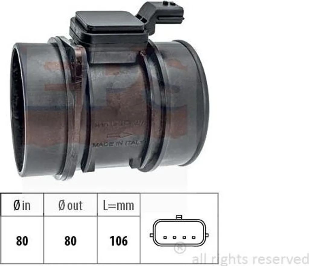 Débitmètre d'air EPS 1 991 450 compatible OE 93167984 pour Renault NV400