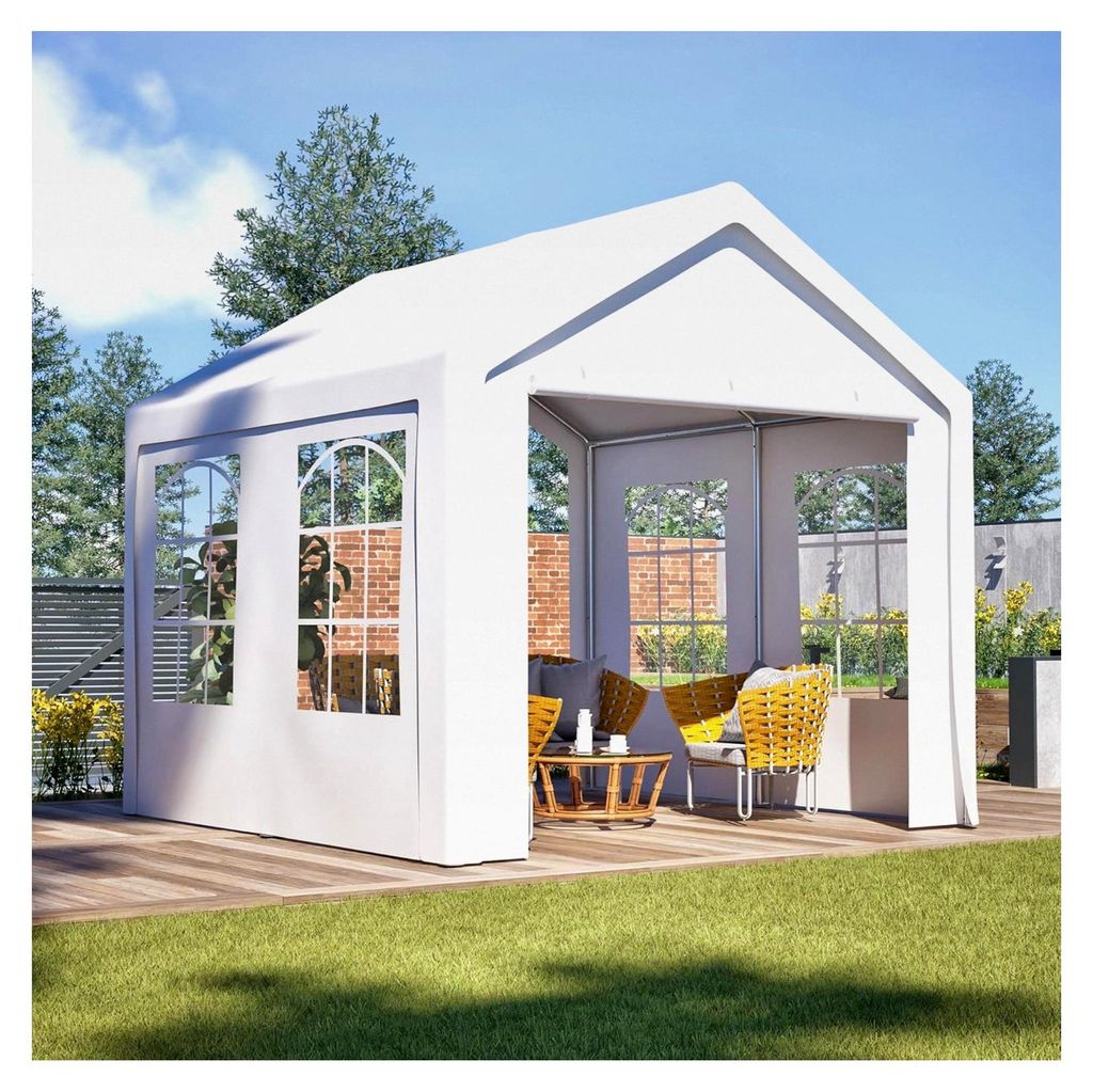 Pavillon 3x3 Meter Premium Winterfest mit Seitenwänden, Wasserdicht und Stabil, Gartenpavillon, UV-Schutz, Outdoor Festzelt, Weiß