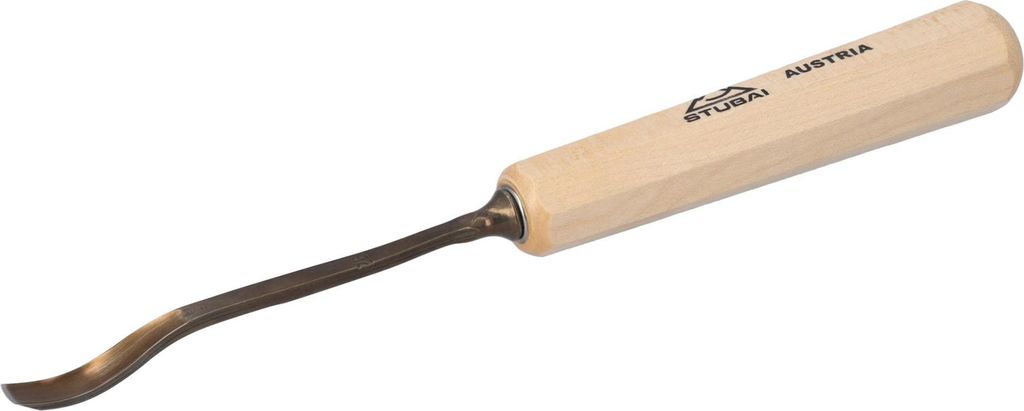 STUBAI Stemmeisen Stechbeitel Serie 52 - Form 26 | Gekröpftes Hohleisen 6 mm, mit Holzgriff, zum Vorstechen, für Anschlagarbeiten, Schrupparbeite...
